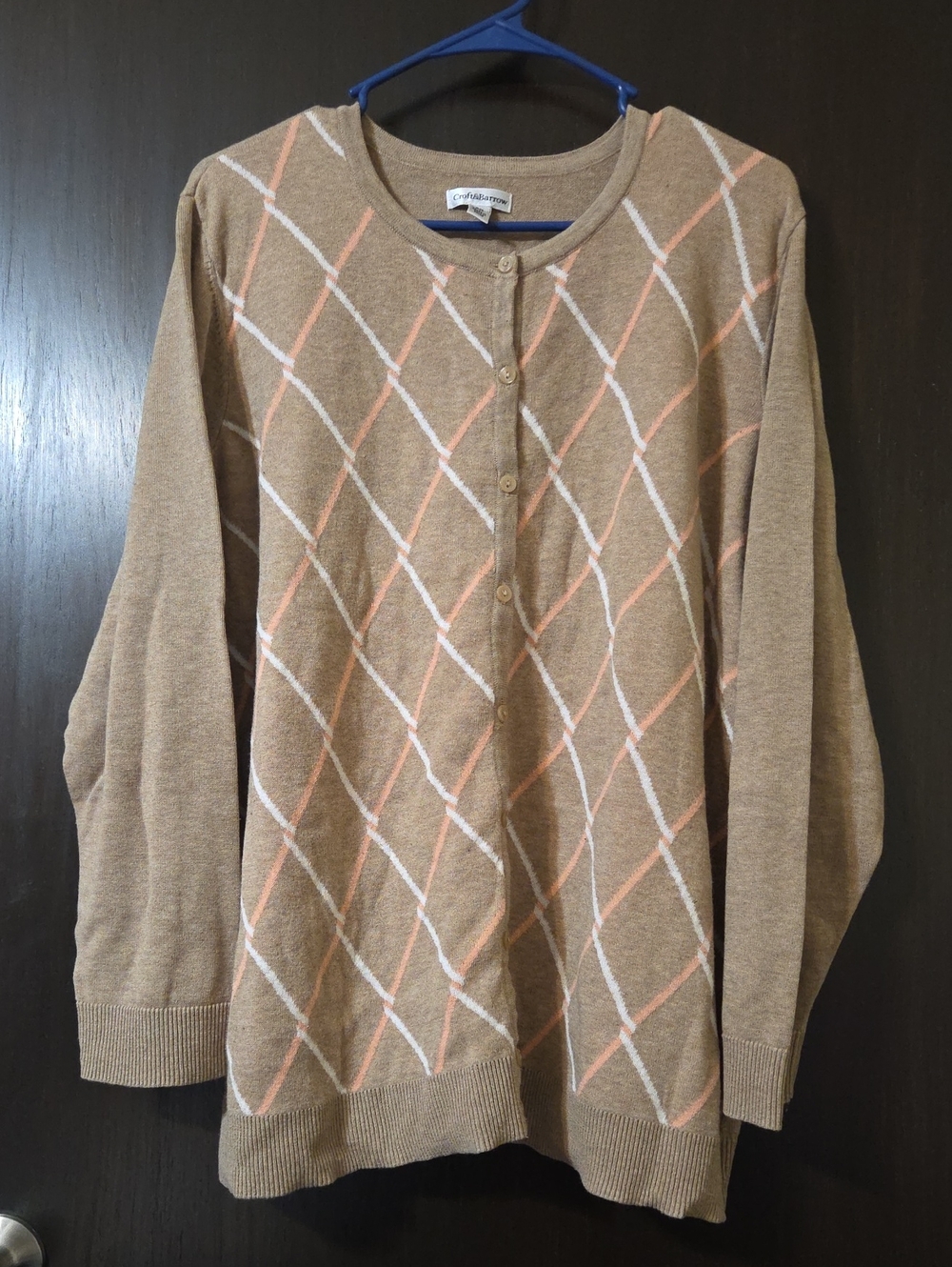 croft & barrow Women's Button-down Cardigan tan and orange 2X